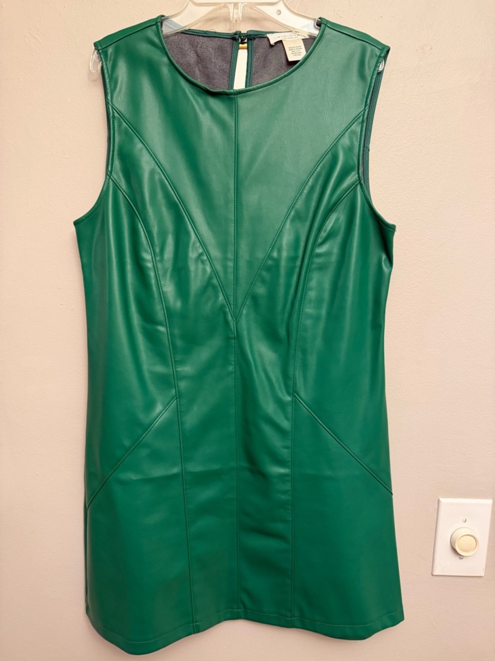 Sleeveless Green Faux-Leather Mini Dress